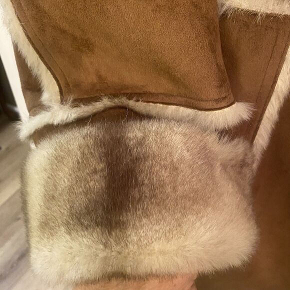 Dennis Basso Women 1X Brown Penny Lane Suede Leather Faux Fur Cuff reversible - Picture 4 of 8